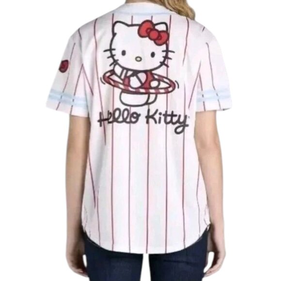 Hello Kitty Sanrio Baseball Jersey Size XXL Red Strip Beautiful Top - Picture 3 of 16